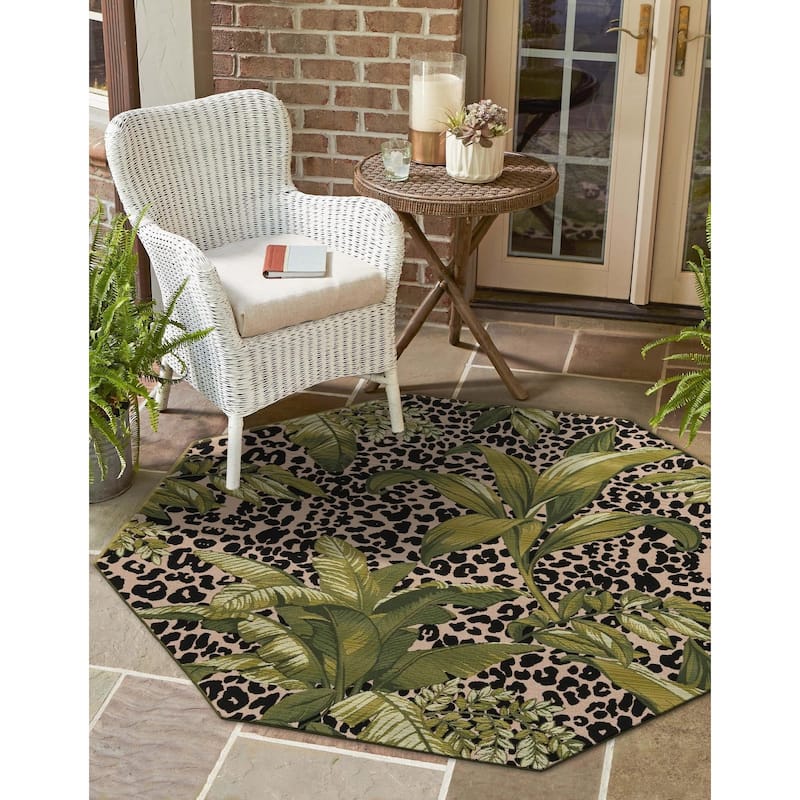 Outdoor Turgh Collection Area Rug - Green - 4'1"x4'1" Octagon