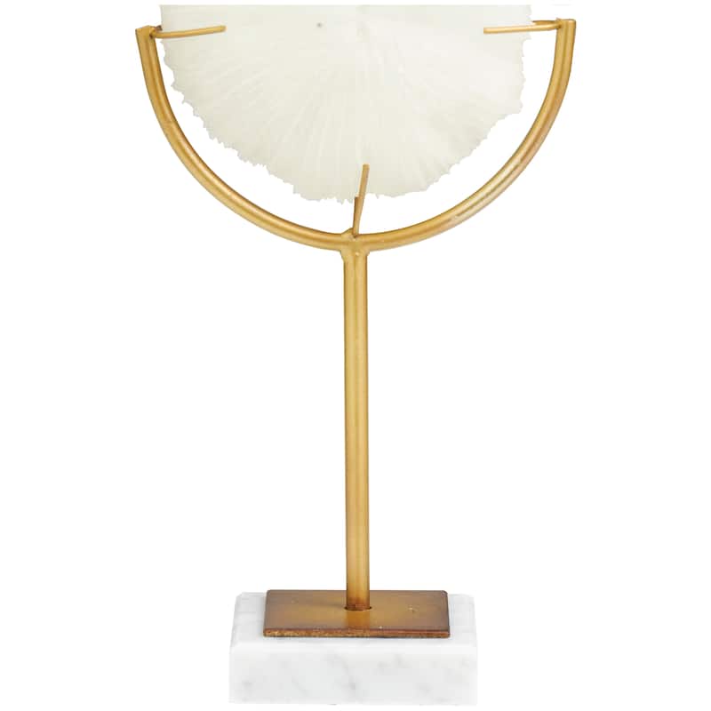 Cream Polystone Handmade Coral Sculpture with Marble Base