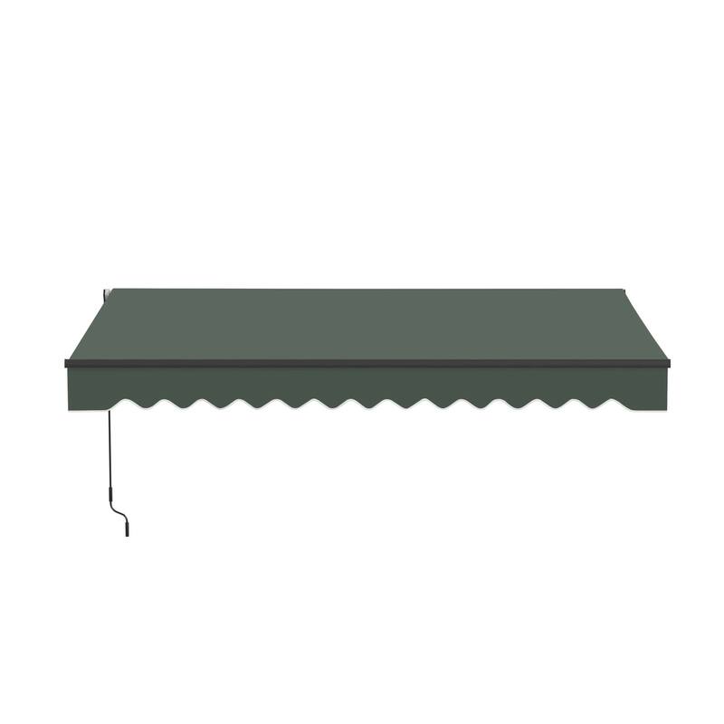 ALEKO Caribbean Manual Retractable Patio Awning - Black Frame - Forest Green - 10 x 8 Feet