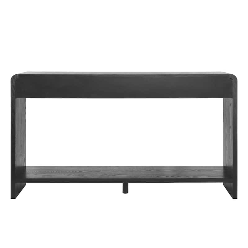 Modern 3-Drawer Console Table with Vertical Slats and Rounded Edges