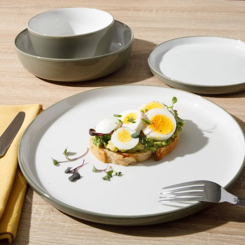 Sur La Table Kitchen Essentials 16-Piece Two-Tone Porcelain Dinnerware Set