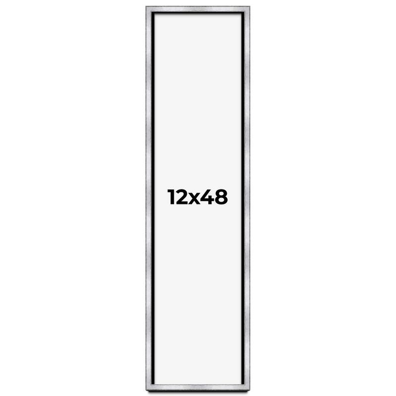 12x48 Shadow Box Frame Silver | 1.375 Inches Deep Real Wood