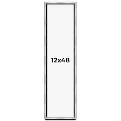12x48 Shadow Box Frame Silver | 1.375 Inches Deep Real Wood