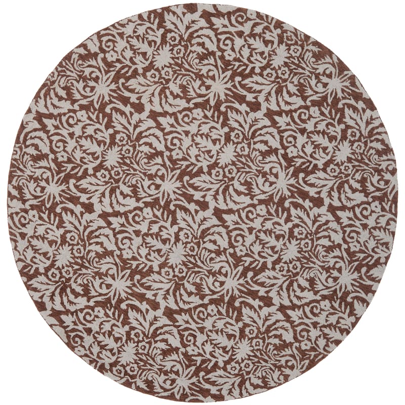 SAFAVIEH Handmade Chelsea Duschka French Country Wool Rug - 5'6" Round - Brown/Grey