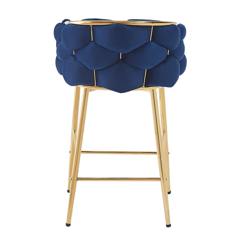 Modern Counter Stools (Set of 2)‌ – Upholstery with Iron Frame, Padded Seat & Backrest, Footrest – Ideal for Kitchen, Island.