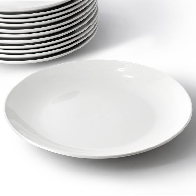 Elama Porcelain 12 Piece Large Round Dinner Plate Set in White