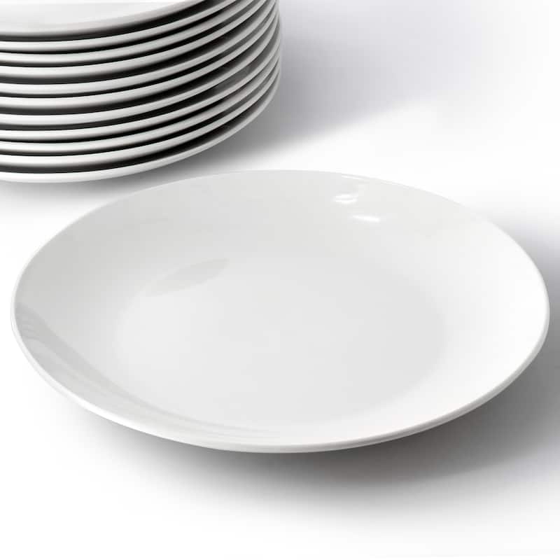 Elama Professional Kitchen 12 Piece Round Porcelain Salad Plate Set in White