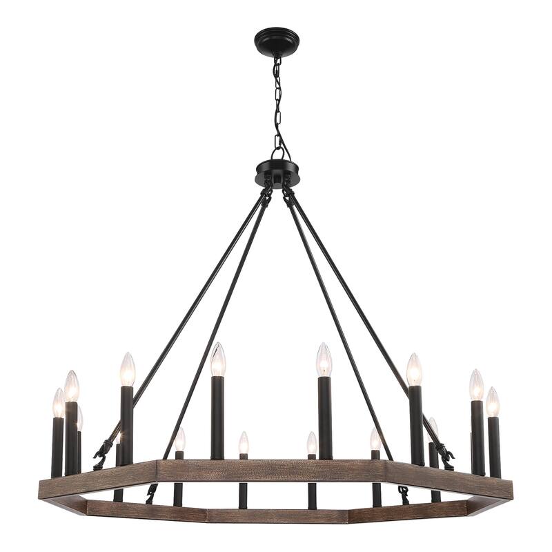 Acroma 16-light 40In Farmhouse Geometric Chandelier Candle Lighting - D 40'' * H 139''