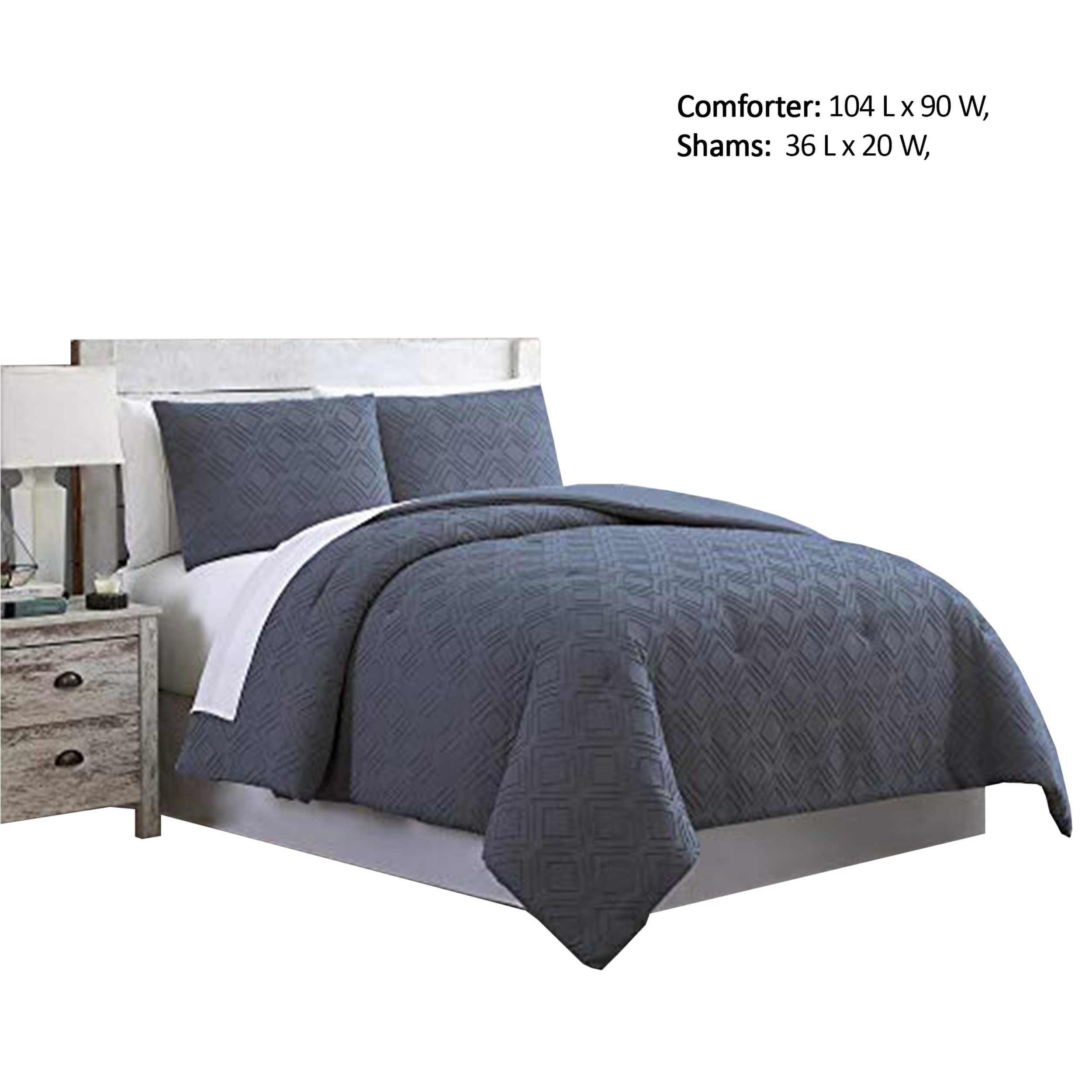 Gothenburg 3 Piece Diamond Pattern King Size Comforter Set The Urban Port Navy Blue Overstock 32280286