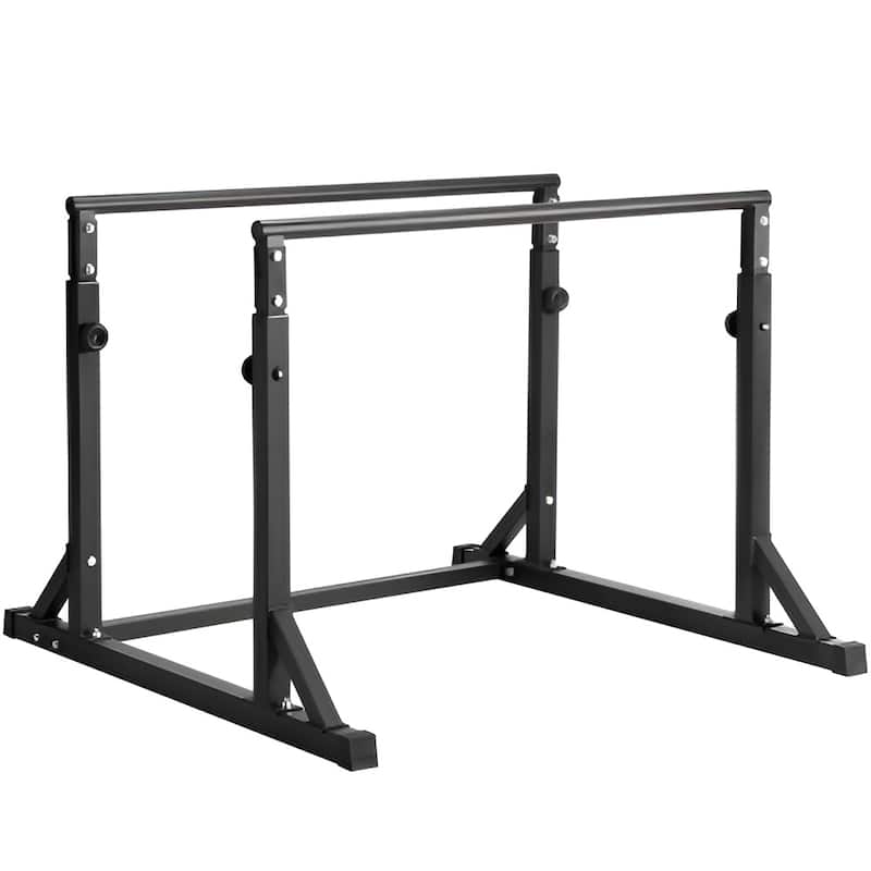 Black Steel Dip Bar with 800 lbs Capacity & 7-Level Adjustment - 49.6" x 47.6" x 49.2"