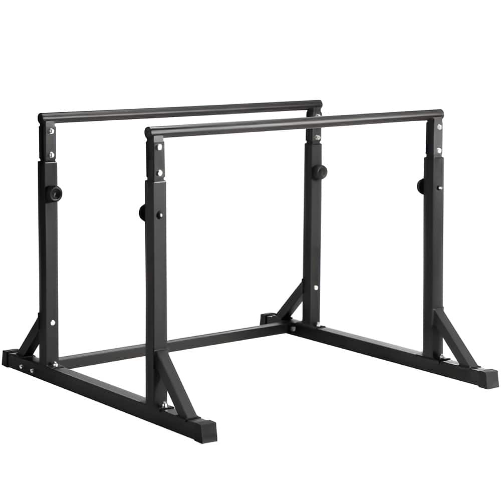 Black Steel Dip Bar with 800 lbs Capacity & 7-Level Adjustment - 49.6" x 47.6" x 49.2"
