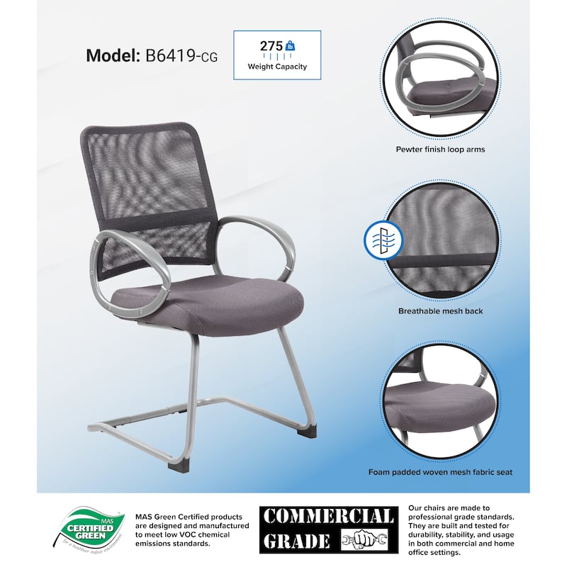 Boss Mesh Back Pewter Guest Chair - Grey