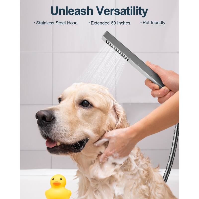 GRANDJOY Thermostatic Shower Faucet Set 12 inch Wall Mount Rainfall Shower Head with 6 Body Jets and Handheld Spray Combo