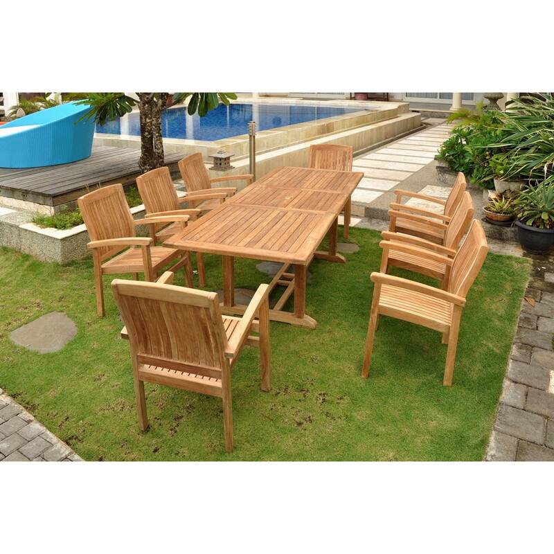 Bahama Stackable Sahara 9-Pieces Rectangular Dining Set B