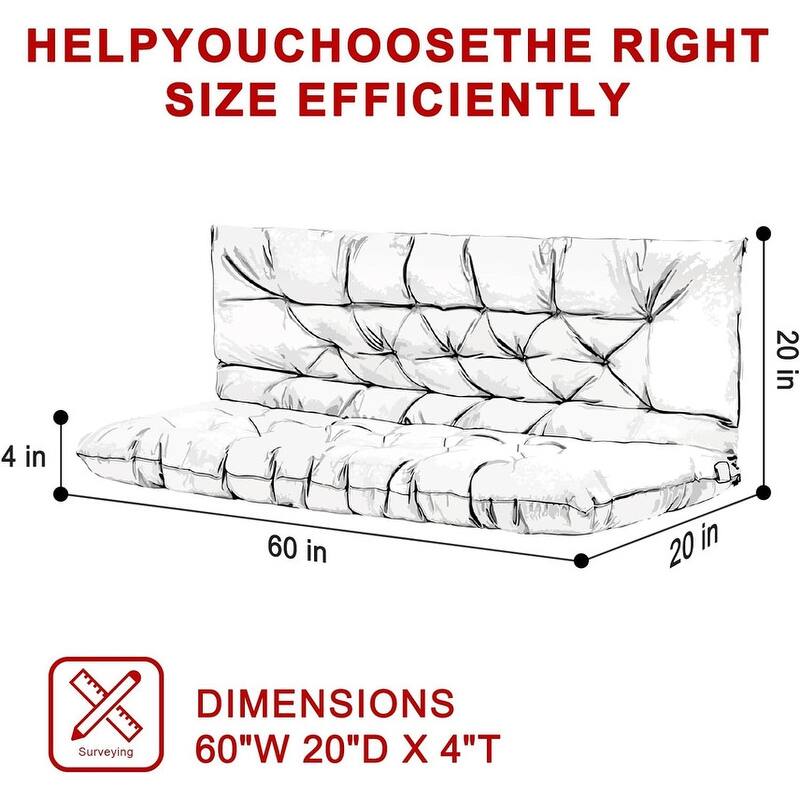 Outdoor Swing Cushions Replacement, Outdoor Thickened Bench Cushion with Ties for Porch,Patio,Backyard,Garden