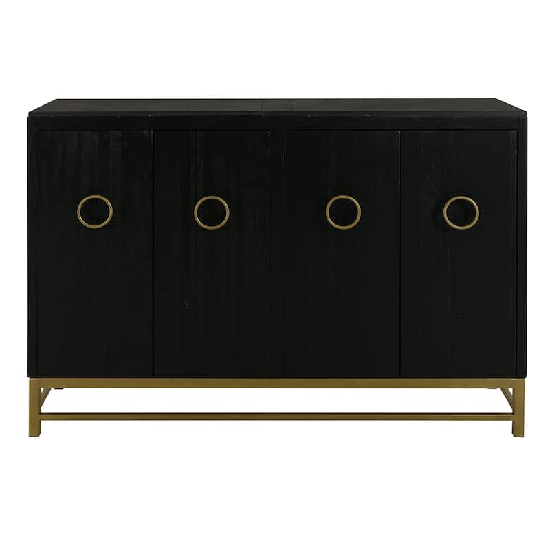 Kianu Sideboard Console Cabinet, 4 Door, Fixed Shelves, Charcoal Black