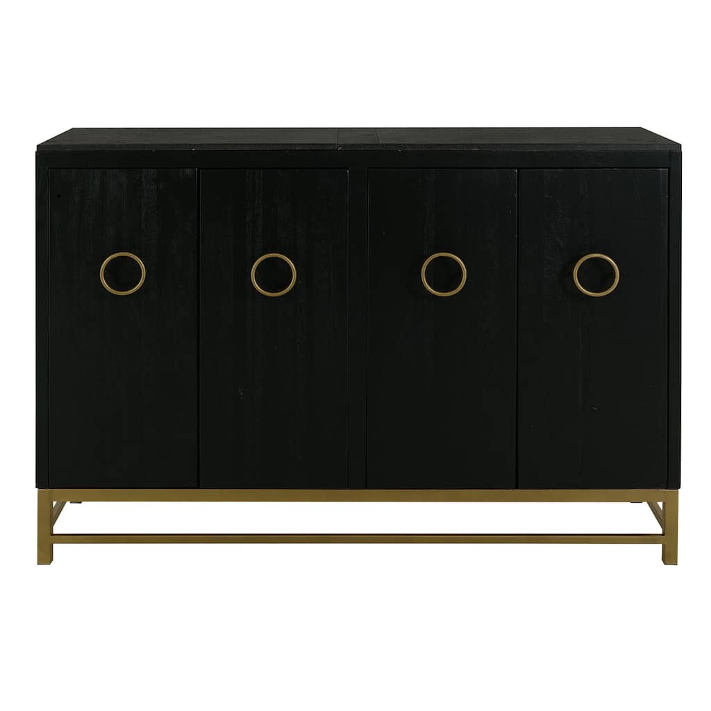 Kianu Sideboard Console Cabinet, 4 Door, Fixed Shelves, Charcoal Black