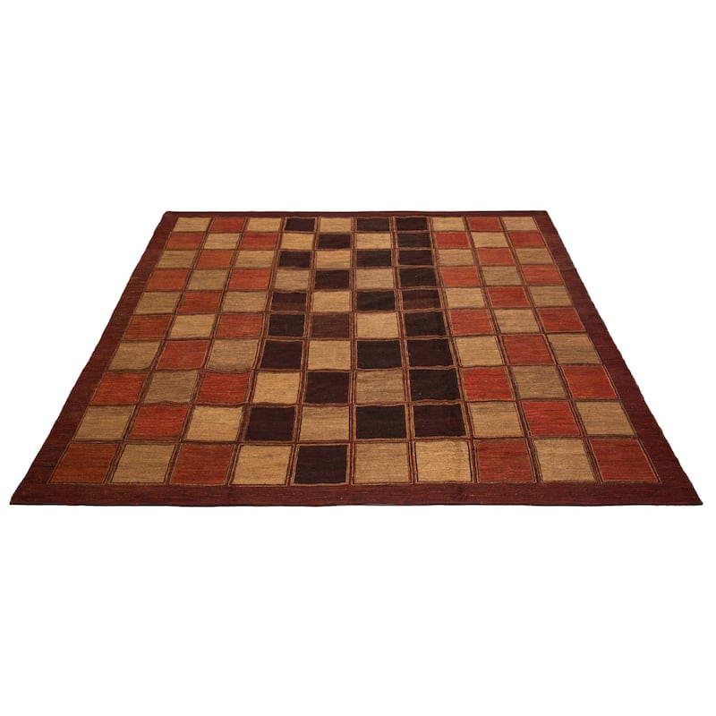 ECARPETGALLERY Flat-Weave Lahor Finest Red Wool Tapestry Kilim - 12'10 x 12'2
