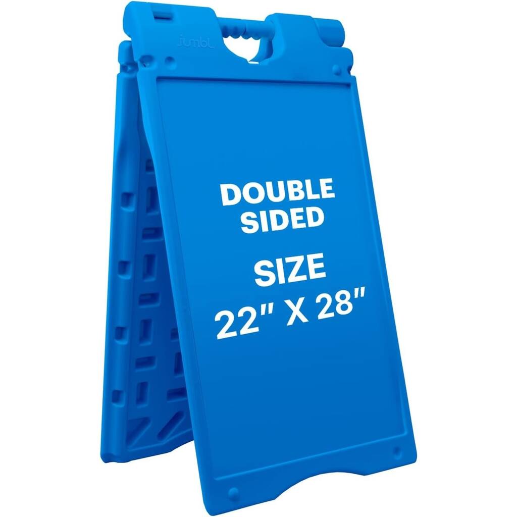 Jumbl A Frame Sandwich Board – 22 x 28” Display Sidewalk Sign with PVC Sign Protector (Blue)