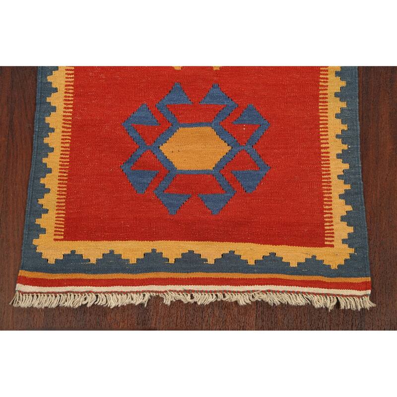 Tribal Kilim Shiraz Persian Wool Area Rug Flat-weave Bedroom Carpet - 2'8" x 4'6"