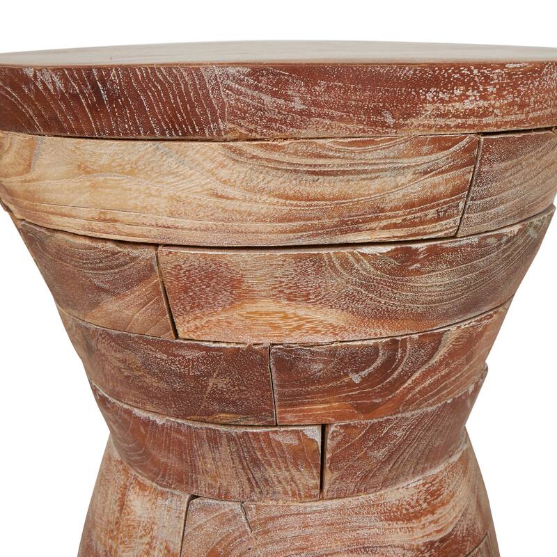Timeless Brown Teak Wood Intricately Carved Accent Table
