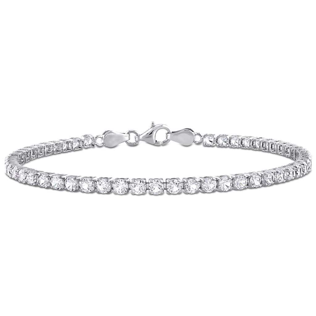 Miadora 6 1/8ct TGW Created White Sapphire Tennis Bracelet in Sterling Silver