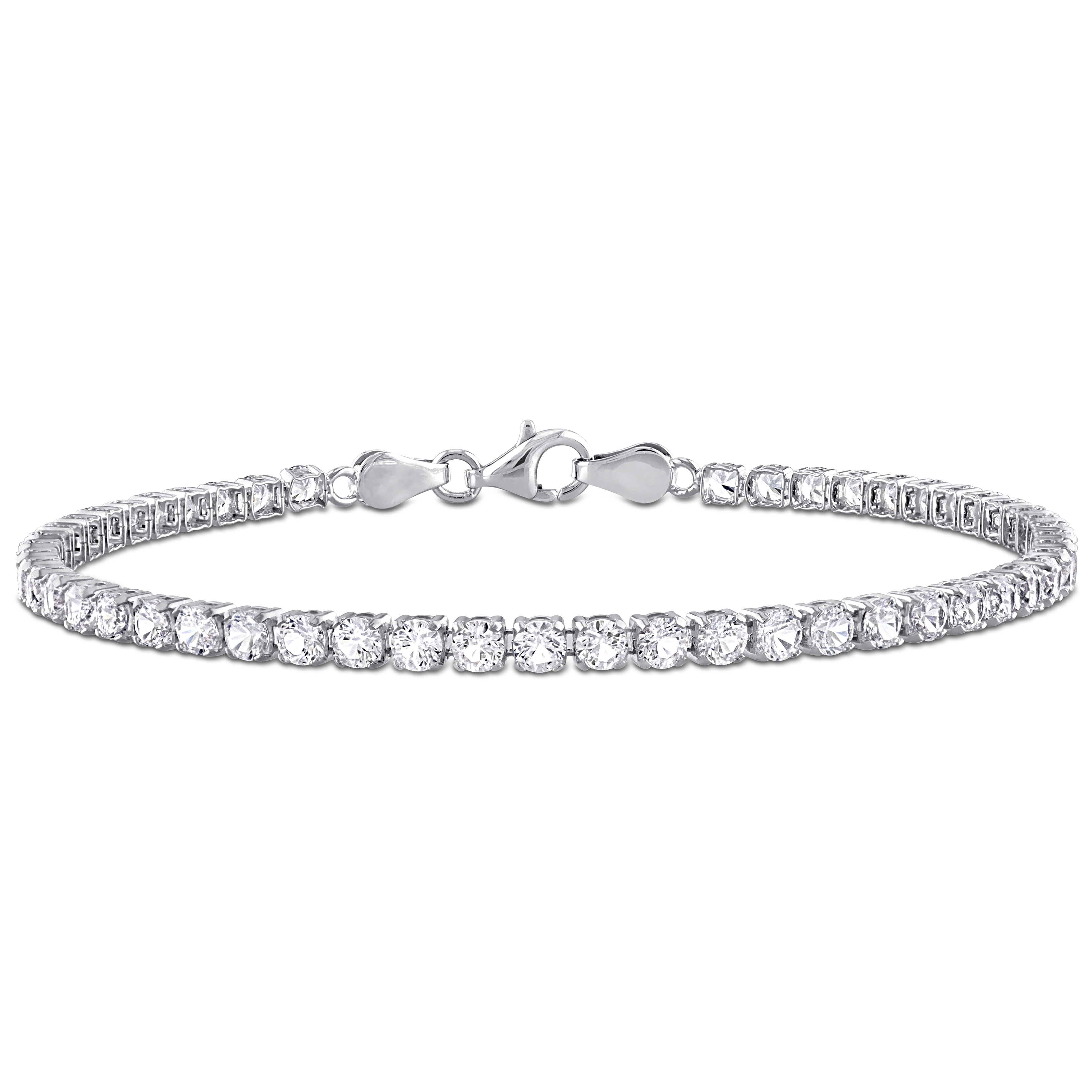Miadora 6 1/8ct TGW Created White Sapphire Tennis Bracelet in Sterling Silver