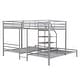 preview thumbnail 7 of 10, Metal Twin over Twin Triple Bunk Bed with Storage Shelves Staircase, Sturdy Frame, Space-Saving Design, Silver