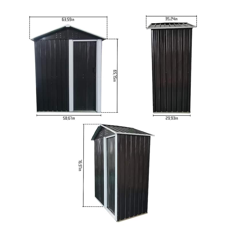 3 x 5ft Metal storage shed outdoor backyard storing tools