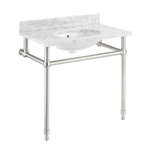 ANZZI Verona 34.5 in. Console Sink with Carrara White Counter Top