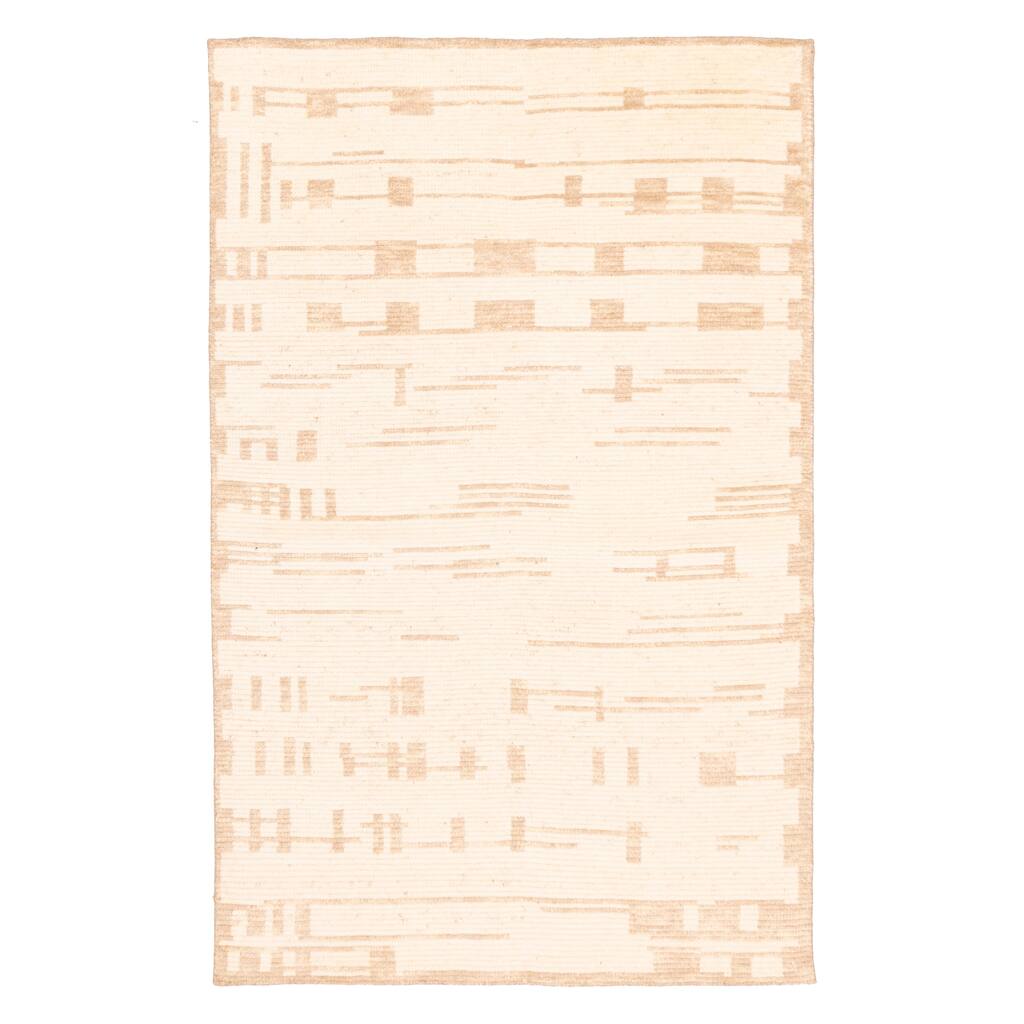 ECARPETGALLERY Hand-knotted Tangier Cream Wool Rug - 5'0 x 7'11