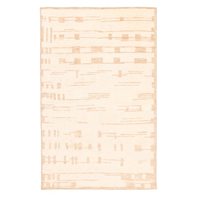 ECARPETGALLERY Hand-knotted Tangier Cream Wool Rug - 5'0 x 7'11