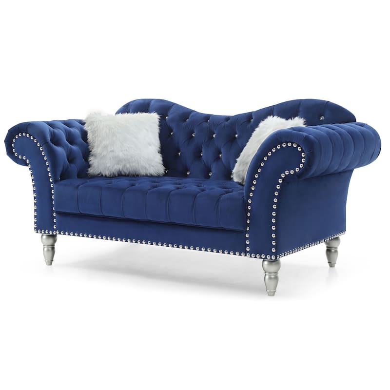 Wilshire Velvet Tufted Loveseat - Blue