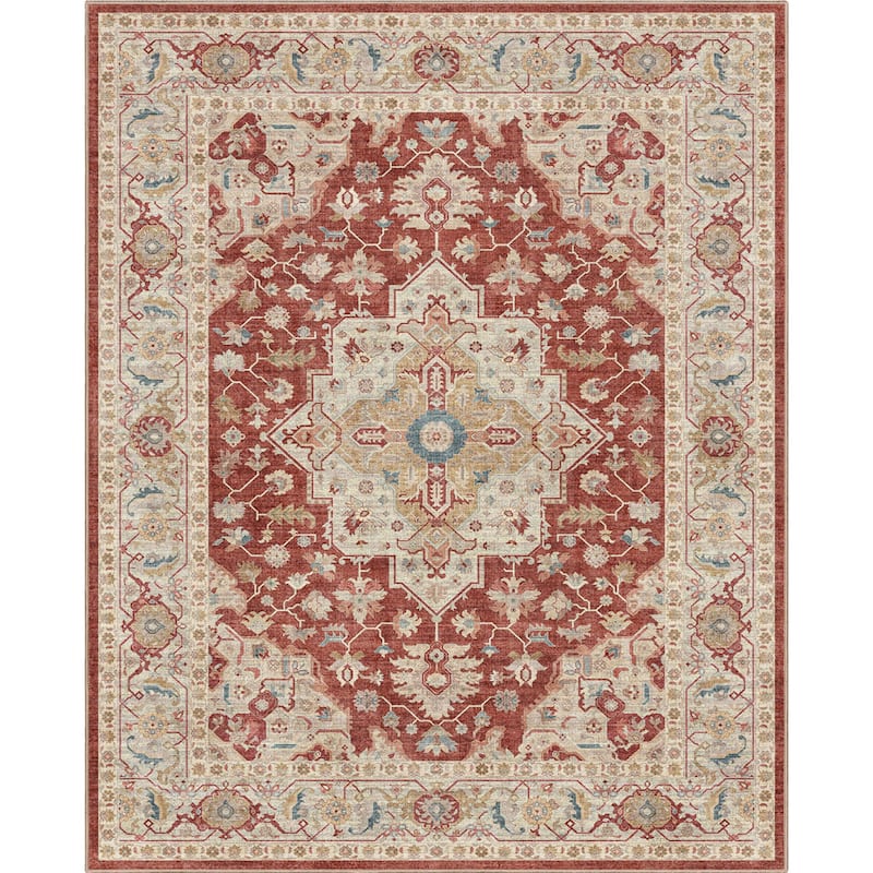 Well Woven Apollo Summit Medallion Orinetal Low Pile Easy Clean Rug