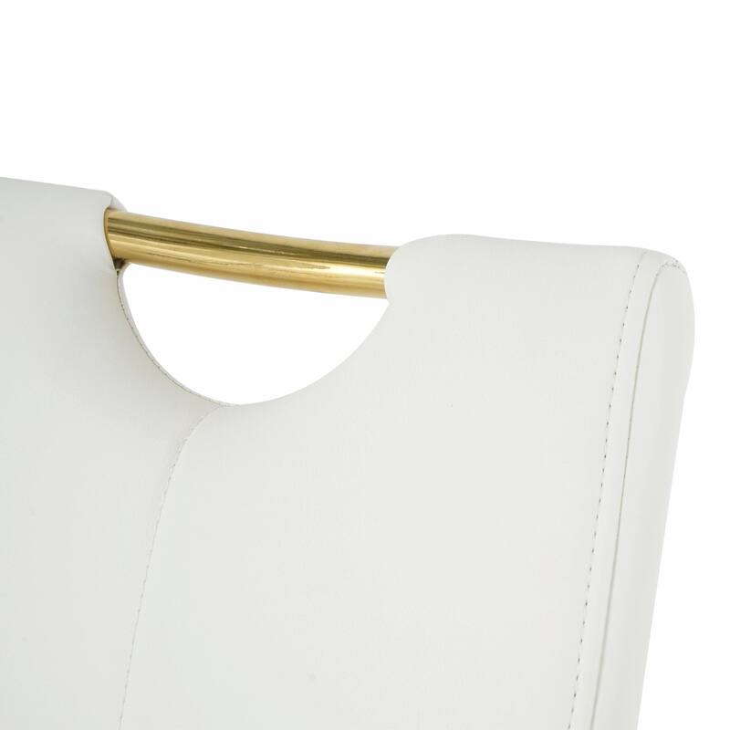 Modern Dining Chair Set - Faux Leather Padded Seats, Gold/Silver Metal Legs