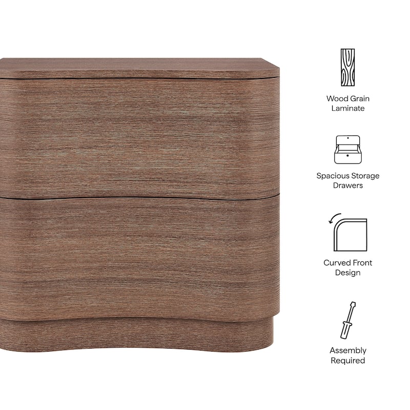 Mirae 2-Drawer Curved Nightstand