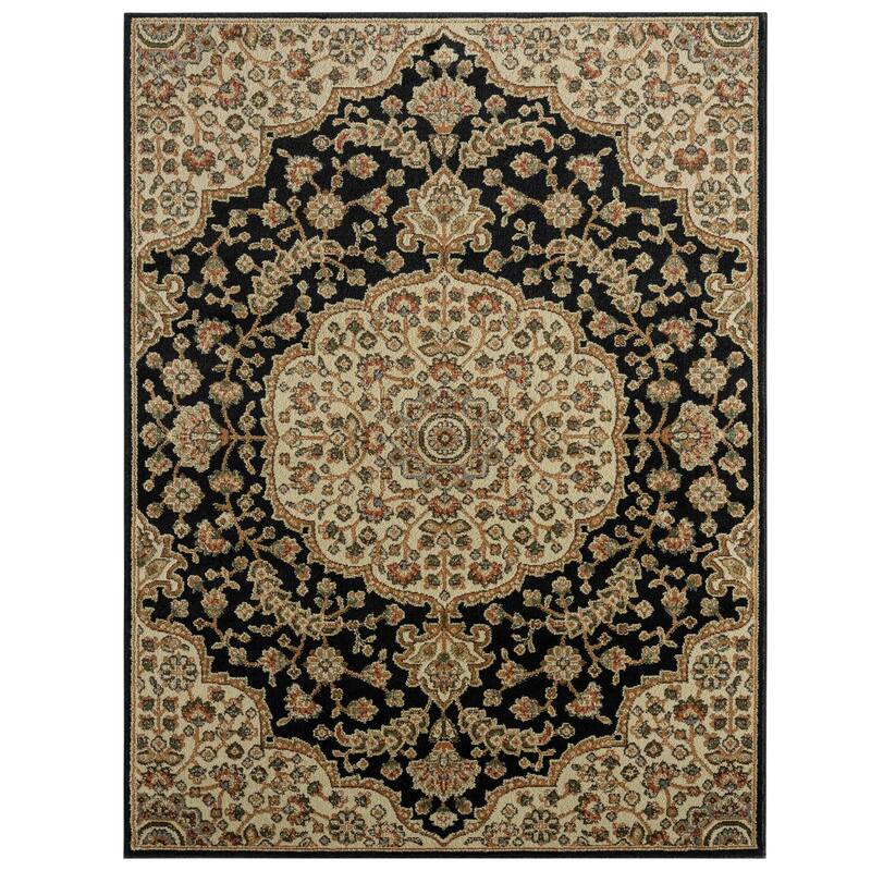 Home Dynamix Royalty Medallion Traditional Area Rug - 5' 2" x 7' 2" - Black/Ivory - Rectangle