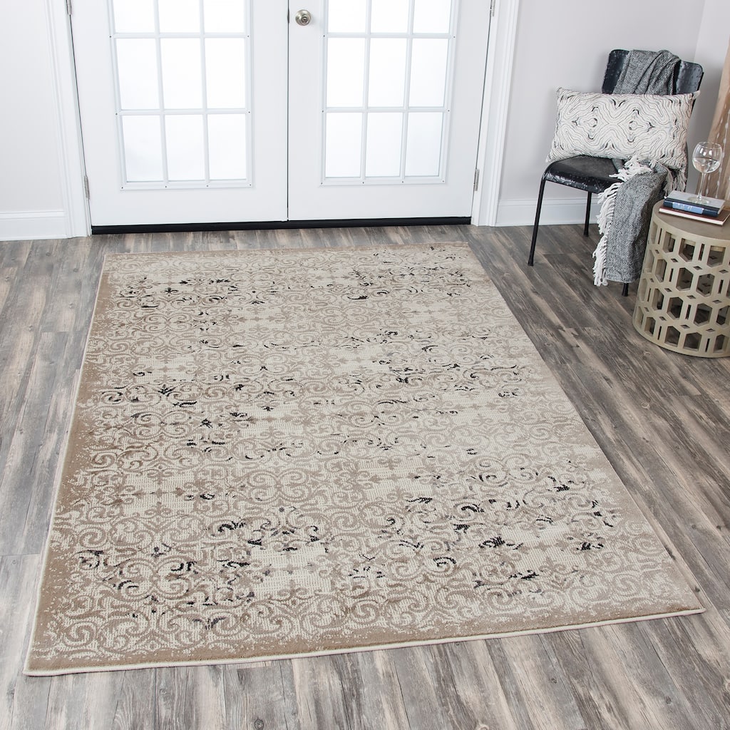 Alora Decor Swagger Beige, Taupe, Grey, and Black Persian-style Medallion Rug