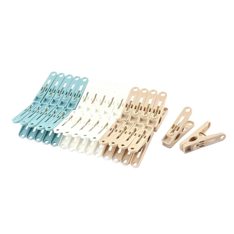 Clothes Socks Pants Airing Clips Clamps Clothespins Hanger 30pcs - Blue,Brown,White - 2.2" x 1.3"(L*W)