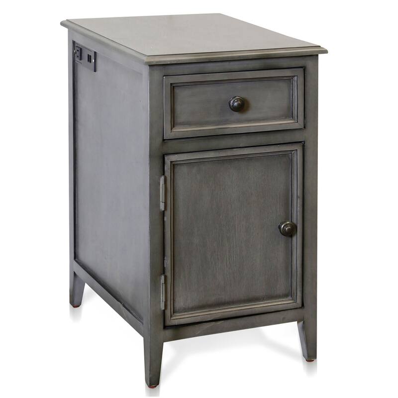 Vintage Gray Side Table With Drawer and Cabinet - Vintage Gray Wash - MDF