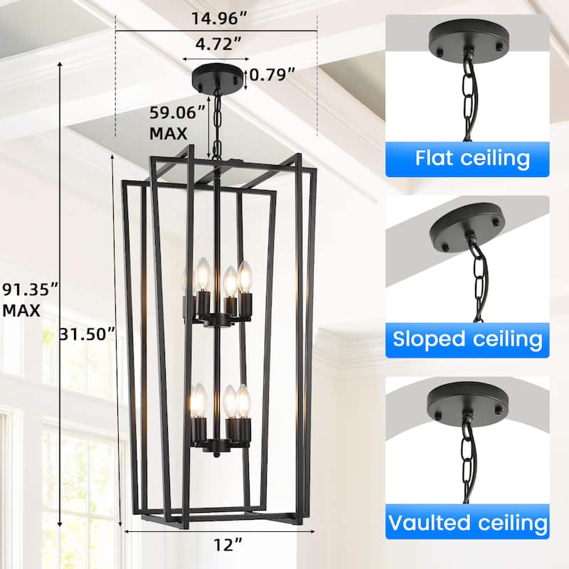 Modern Rectangle Chandelier Lantern Pendant Light Fixture