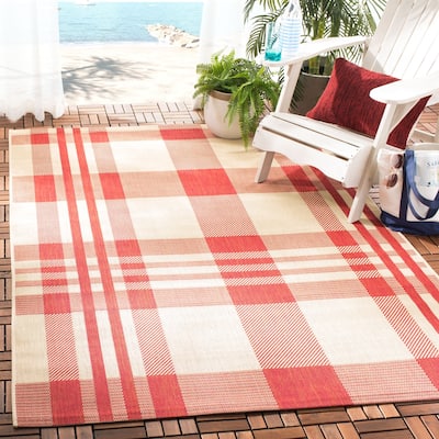SAFAVIEH Courtyard Jolene Plaid Indoor/ Outdoor Waterproof Patio Backyard Rug