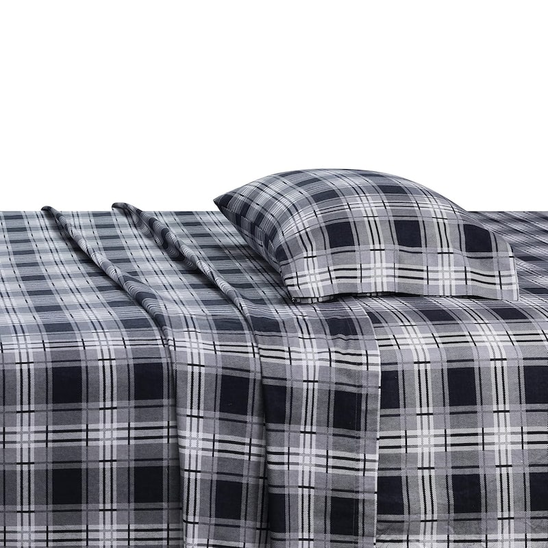 Feather & Stitch Cotton Flannel Sheets Set 4 Piece Bed Sheets Heavy Weight Bedding