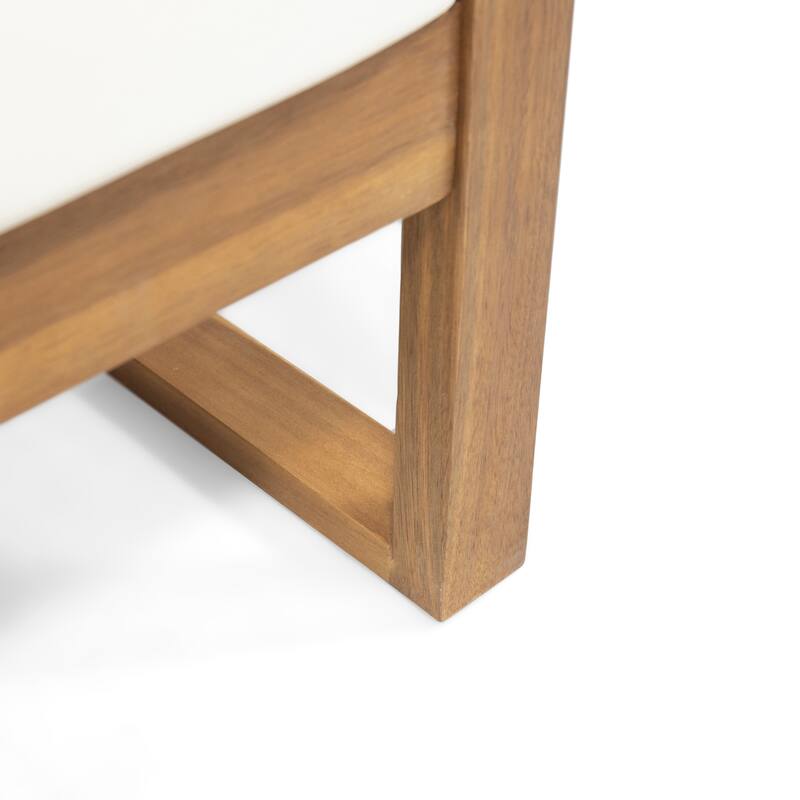 Roomfitters Modern Outdoor Wooden Club Chair with Clean-Line Frame and Weather-Resistant Cushions