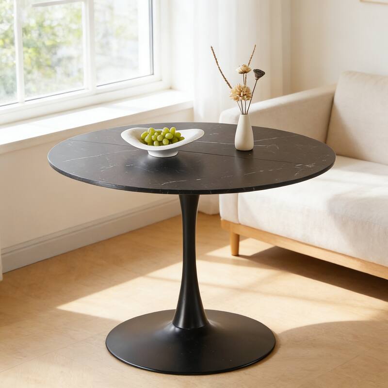 42.1"Tulip Table, Mid-Century Dining Table For 4-6 People - Round MDF Table Top (The Tabletop Consists Of Two Panels)