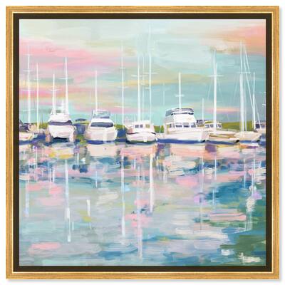Art Remedy Coastal Dock Framed Sailing 1 Piece Canvas Wall Art