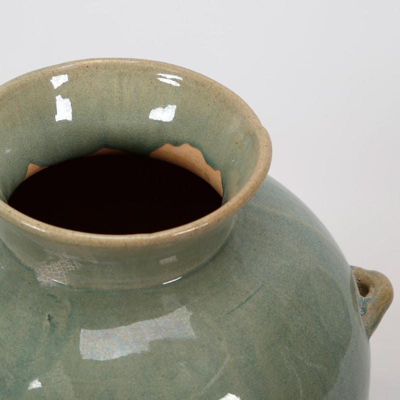 Artissance 10.2 in. H Round Green Porcelain Vintage Style Water Jar