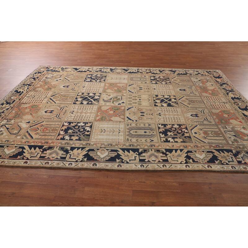 Garden Design Bakhtiari Persian Vintage Rug Handmade Peach Wool Carpet - 6'9"x 10'4"
