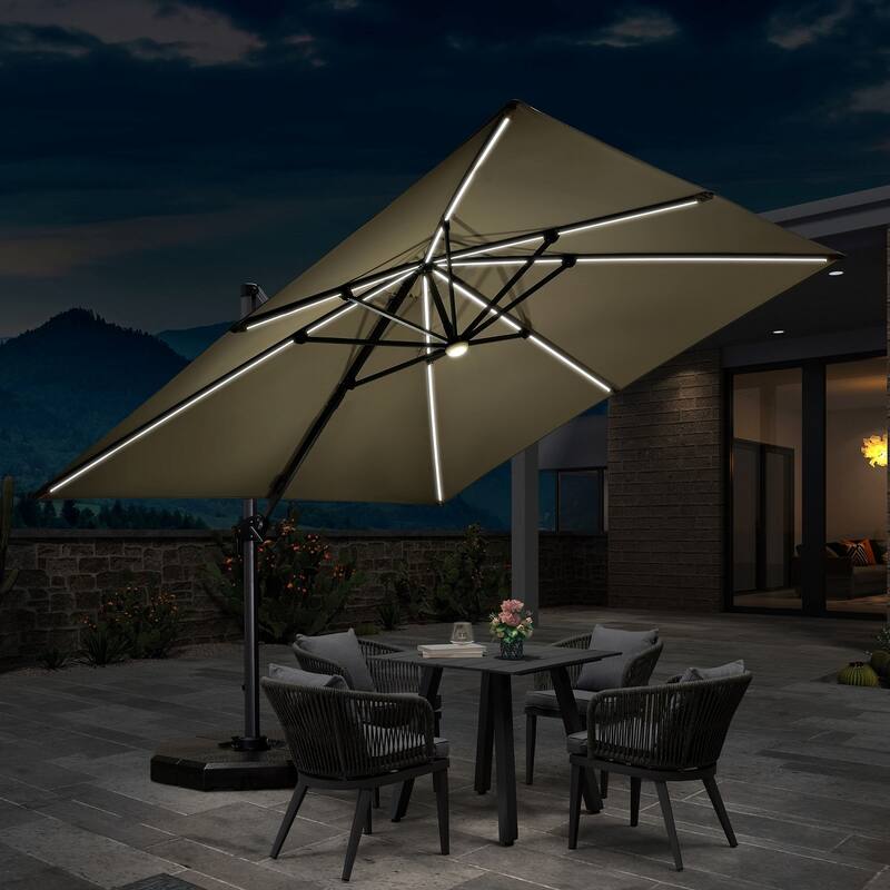 PURPLE LEAF 10 ft Square 360 Degree Rotation Patio Cantilever Umbrella
