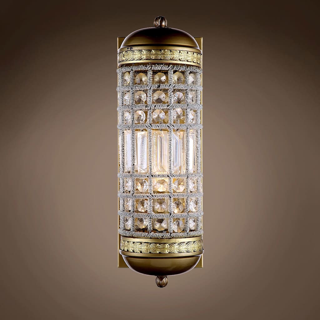 1 Light 5" Tuscan Gold Crystal Wall Sconce & Led - 15.00